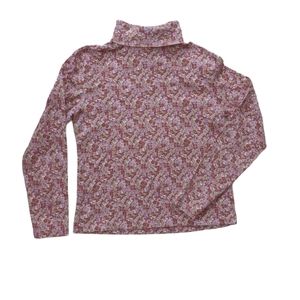 Vintage ditsy floral turtleneck long sleeve pink